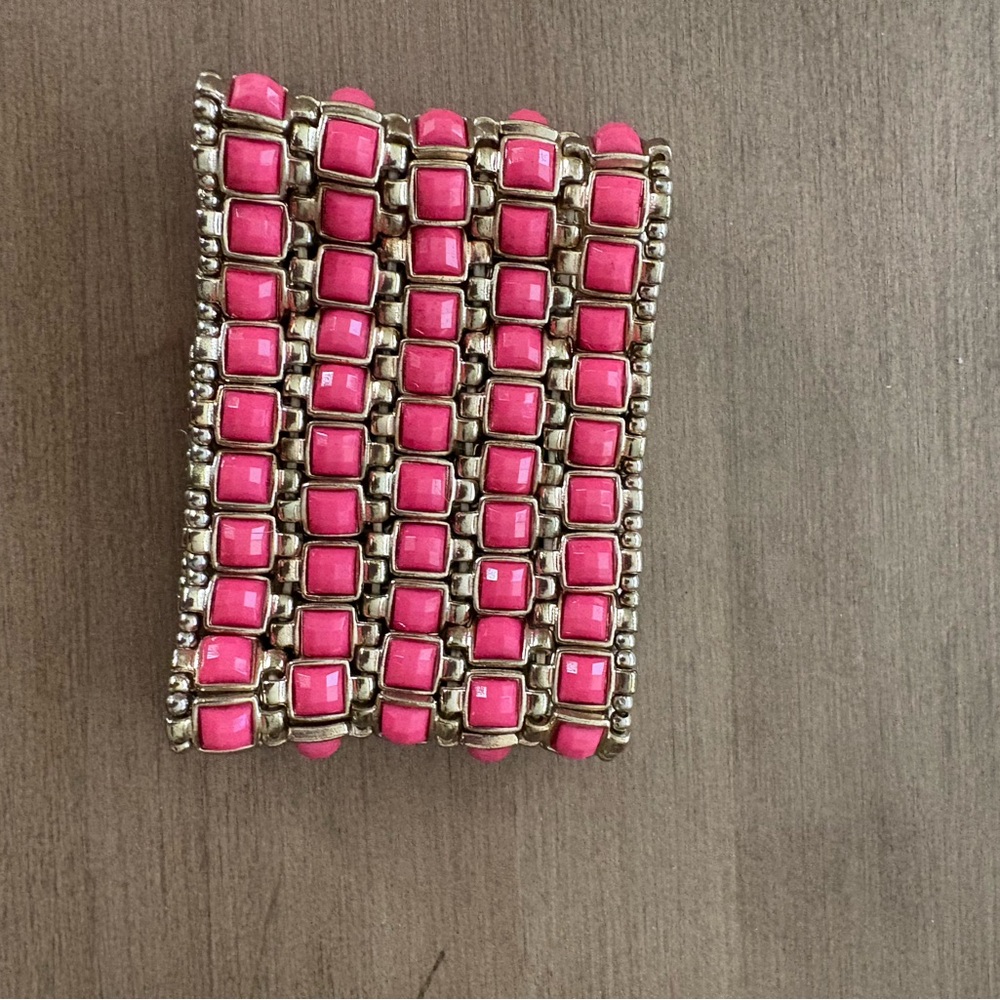 Pink and Silver Beaded Bracelet